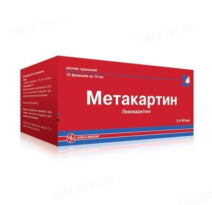 Метакартин раствор ор. 2 г/10 мл по 10 мл №10 во флак.