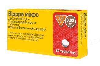 Відора мікро таблетки, в/плів. обол. по 3 мг/0.02 мг №84 (28х3)