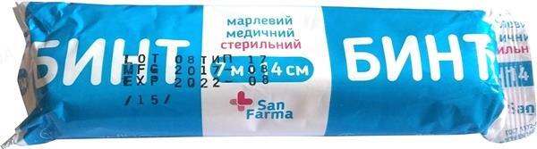 Бинт марлевый стерильный San Farma медицинский 7 м х 14 см