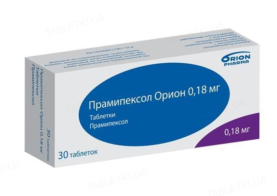 Прамипексол Орион таблетки по 0.18 мг №30 (10х3)