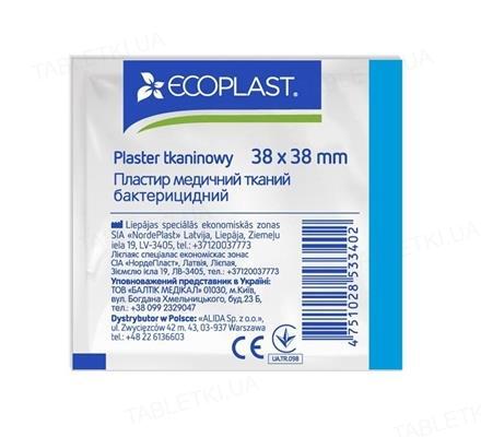 Пластырь медицинский Ecoplast бактерицидный на тканевой основе, 3,8 см x 3,8 см, 1 штука