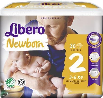 Подгузники Libero New Born размер 2, 3-6 кг, 36 штук