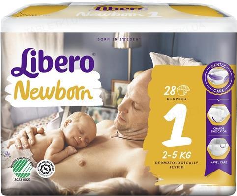 Подгузники Libero New Born размер 1, 2-5 кг, 28 штук