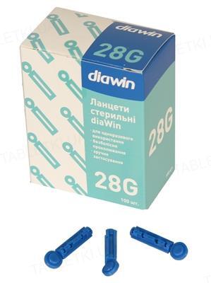 Ланцеты Diawin медицинские, стерильные G28, 100 штук