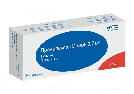 Прамипексол Орион таблетки по 0.7 мг №30 (10х3)